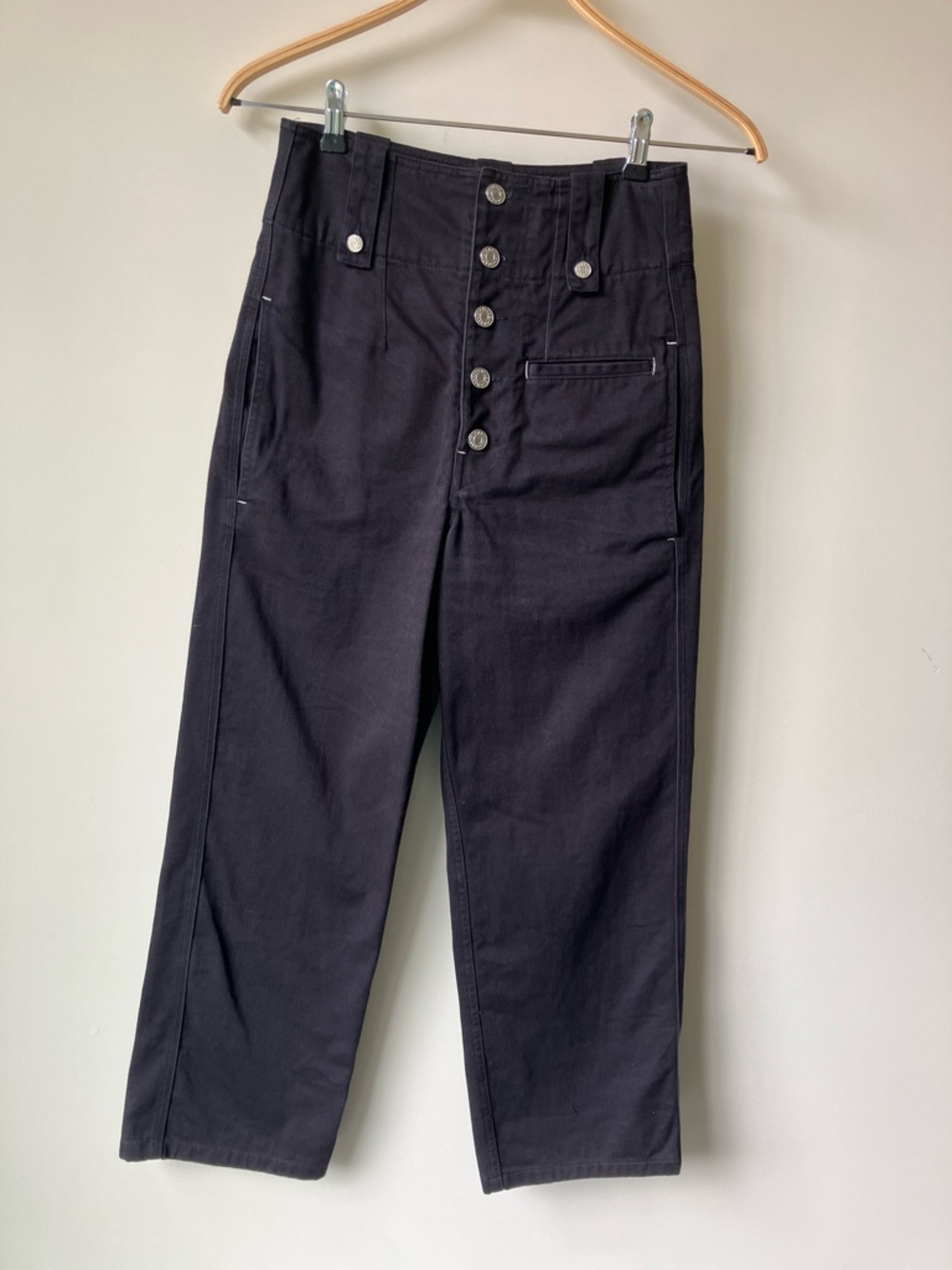 ISABEL MARANT Narlena High Rise Straight Leg Button-fly Black Jeans Size  2